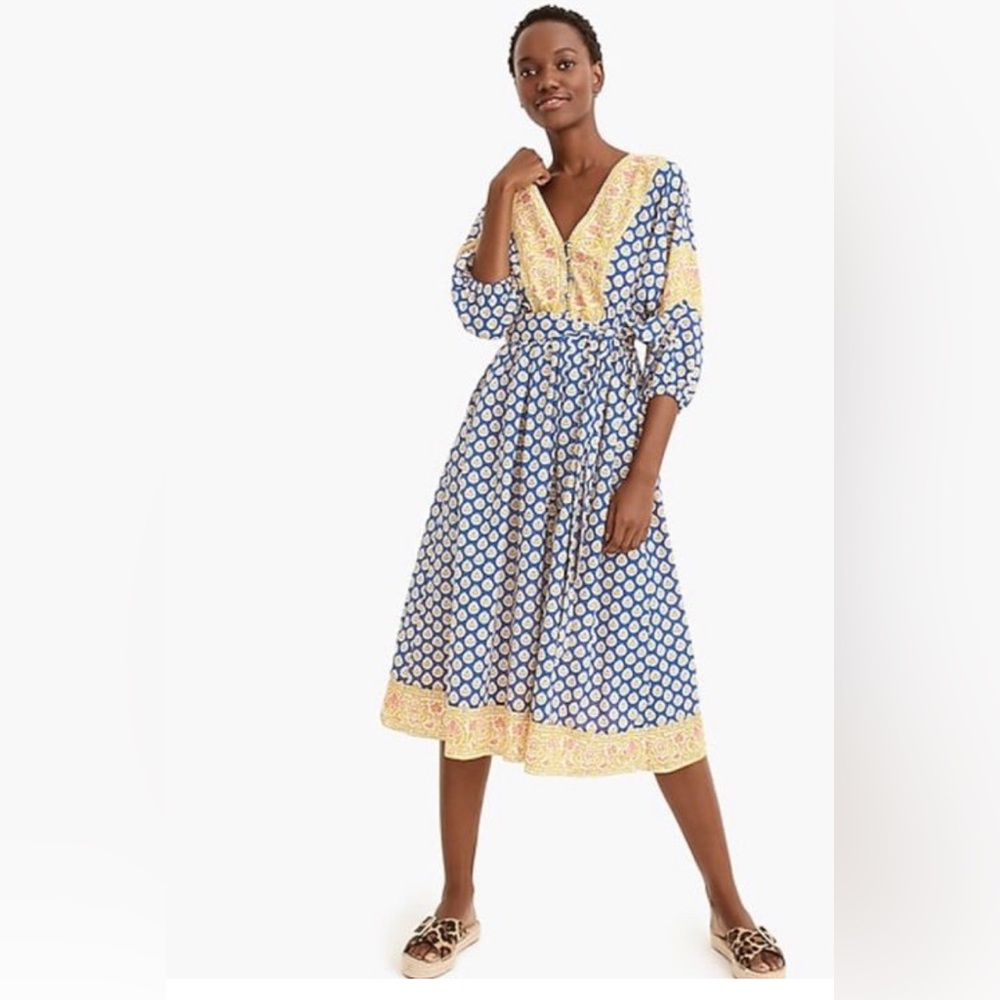 J Crew Block Print Cotton Dress - XS